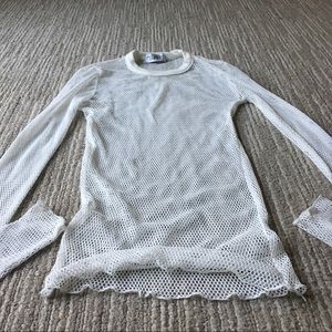 White Long sleeve Fishnet top
